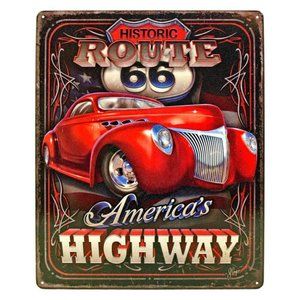 Metal Sign America's Highway Route 66 Wall Art